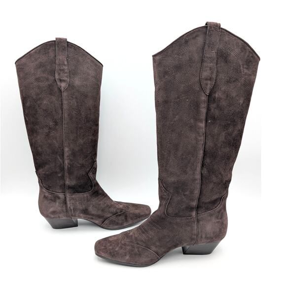 Steve Madden Dollie Western Boots Women's Square Toe Brown Suede Size US8M EU39 - Picture 1 of 10